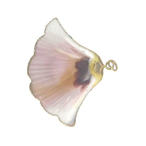 Gold Edged Natural Shell Pendant Charm 1.75 inch - Picture 4 of 6